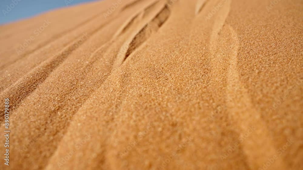 Golden sand dunes with intricate patterns under a clear blue sky Golden sand dunes with intricate patterns under a clear blue sky