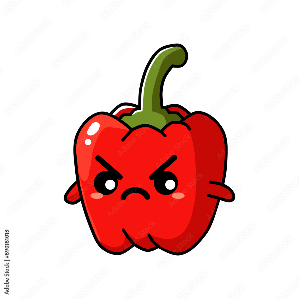 vector illustration of red bell pepper with angry expression in cartoon, minimalist and flat style isolated on white background vector illustration of red bell pepper with angry expression in cartoon, minimalist and flat style isolated on white background
