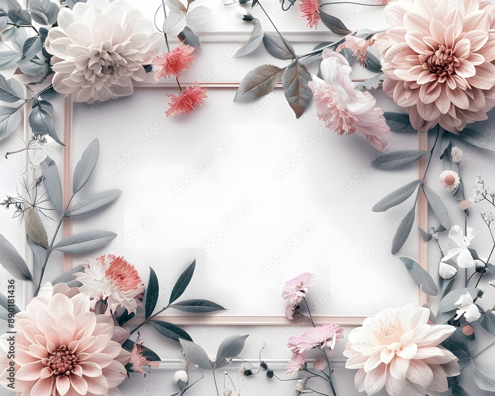 Floral Frame With Copy Space. Template for cover, greeting and invitation cards.
