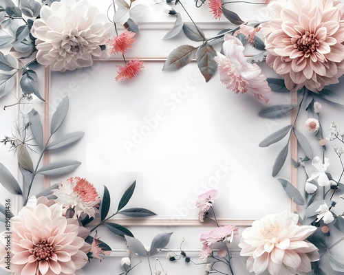 Obraz na płótnie Floral Frame With Copy Space. Template for cover, greeting and invitation cards. w salonie