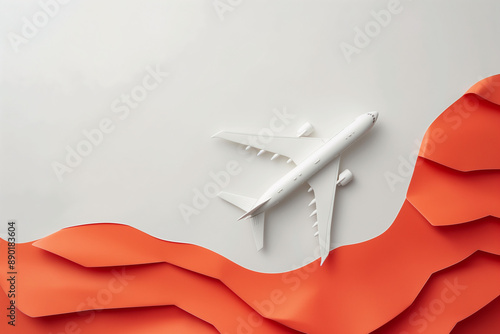 minimalist background for a business presentation with airplane theme with red colors