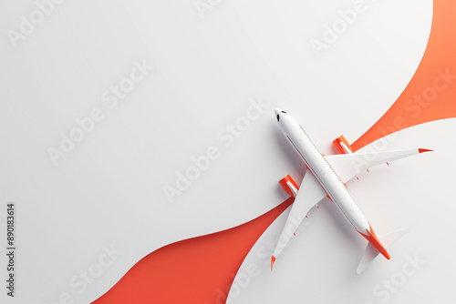 minimalist background for a business presentation with airplane theme with red colors