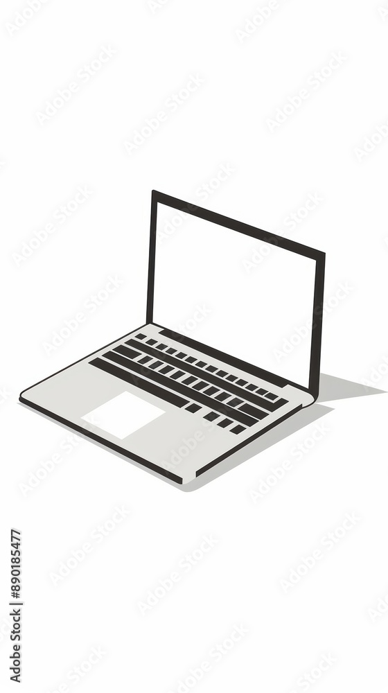 A simple illustration of a laptop, with only one in the center, is a symbol of art. Dynamic on a clean white background. A simple illustration of a laptop, with only one in the center, is a symbol of art. Dynamic on a clean white background.