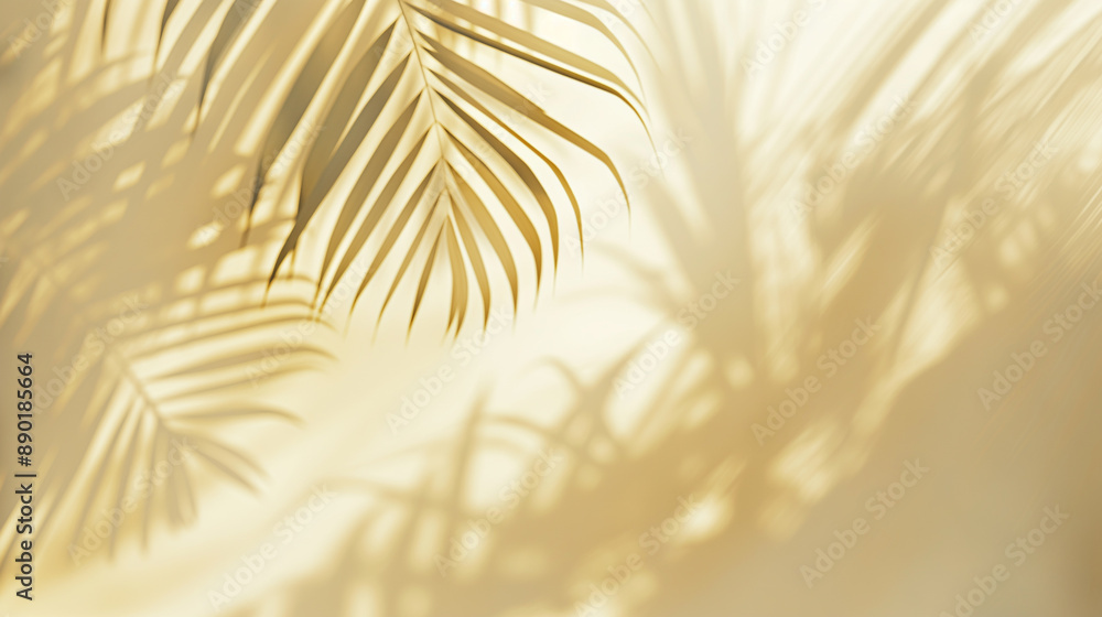 Fototapeta premium Palm leaves on pastel yellow background