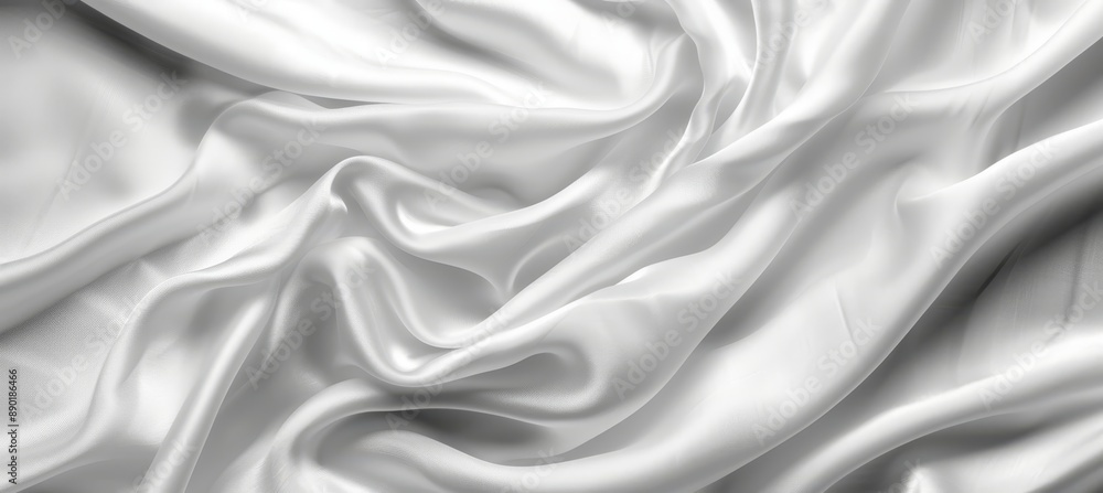 Obraz premium White, Luxurious Fabric Background, Soft and Smooth Cloth Texture, Draped Satin Material.