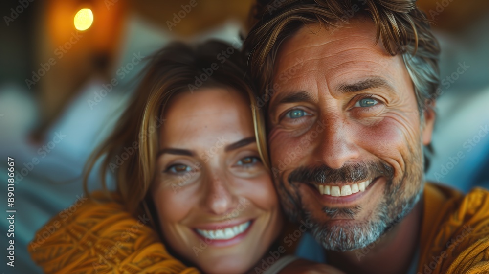 Happy Middle-Aged Couple Smiling Intimate Portrait Happy Middle-Aged Couple Smiling Intimate Portrait