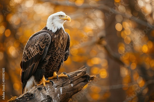 a bald eagle sitting on top of a tree branch photo