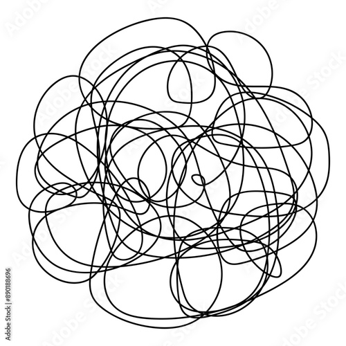 A ball of curls. A mess of doodles. Sketch. A hand-drawn ball of airy thread.