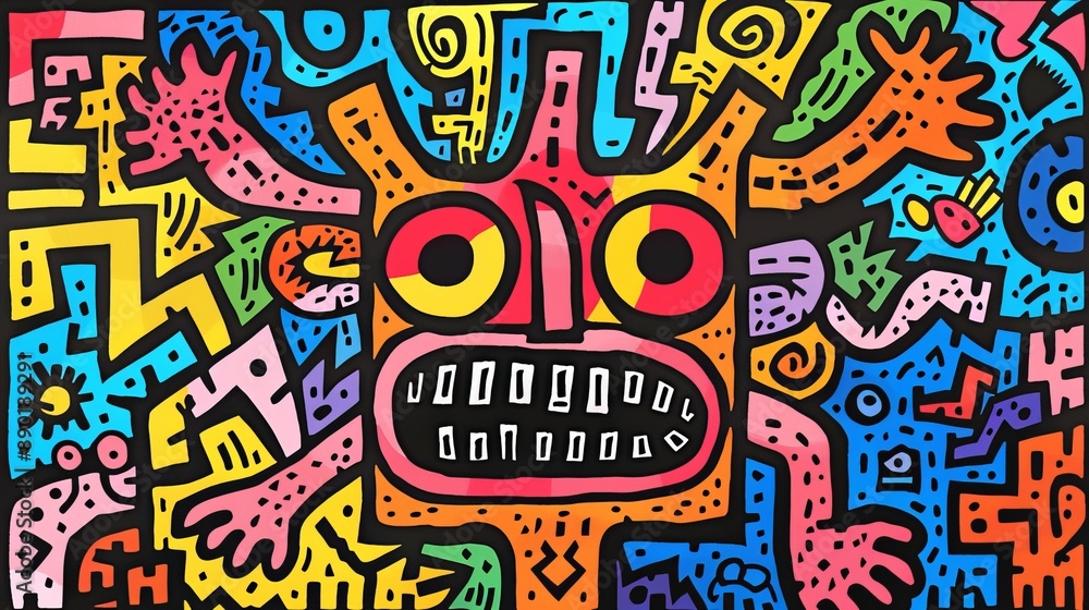 Colorful Abstract Art With Humanoid Figure Colorful Abstract Art With Humanoid Figure