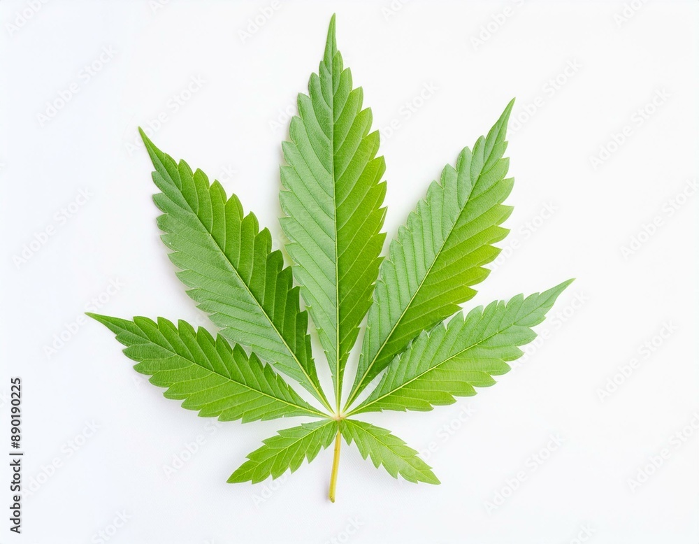 Cannabis (oder Hanf oder Marihuana) frisches grünes Blatt, isoliert auf weißem Hintergrund. Cannabis (oder Hanf oder Marihuana) frisches grünes Blatt, isoliert auf weißem Hintergrund.