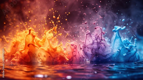 Vibrant splash of colorful paint in water, representing creativity and inspiration