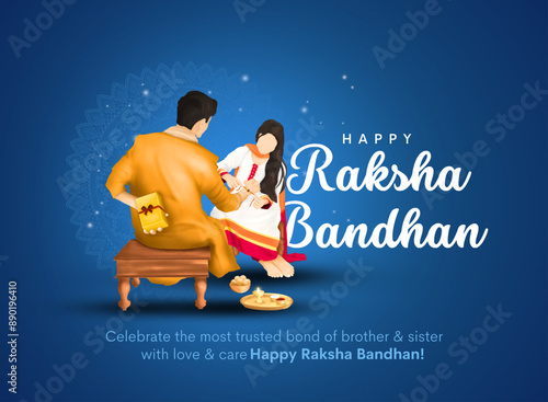 Happy Raksha Bandhan, Indian festival of brother and sister bonding celebration. Creative vector illustration design.