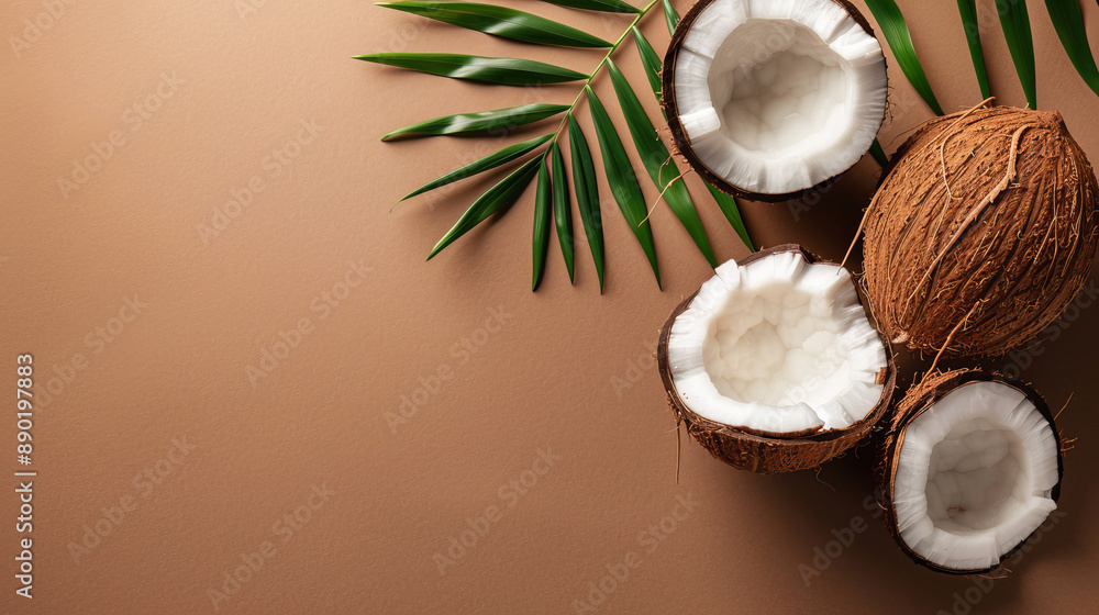 Pile of cut coconuts.