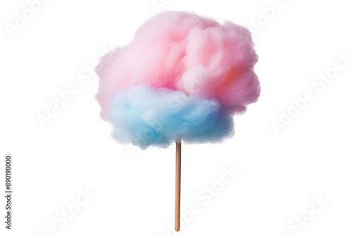 Cotton candy on a stick with vibrant colores isolated on the transparent background