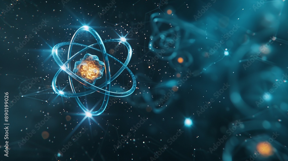 Glowing Atomic Structure Illustration Glowing Atomic Structure Illustration