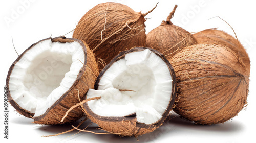 Pile of cut coconuts.