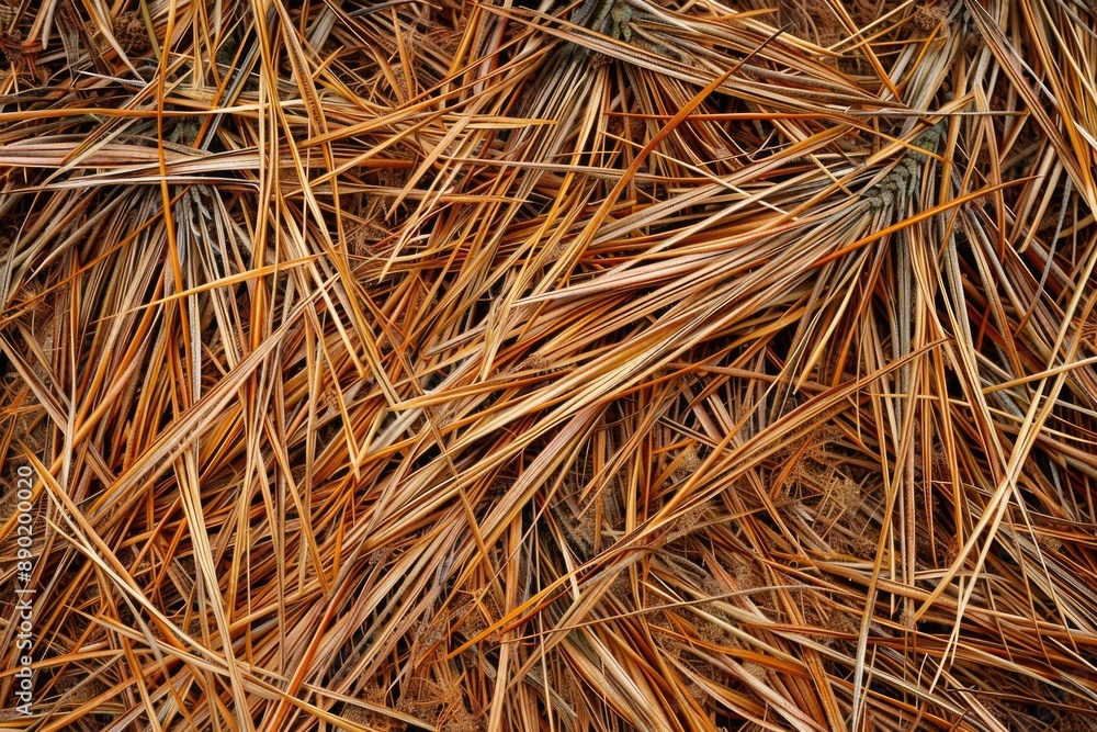 Pine Straw Bale. Closeup Botanical Background in Autumn Brown Tones Pine Straw Bale. Closeup Botanical Background in Autumn Brown Tones