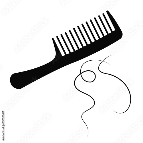 Comb and hair loss. Hair loss problem.  icon, symbol, design element. Simple vector illustration, isolated on white background. 