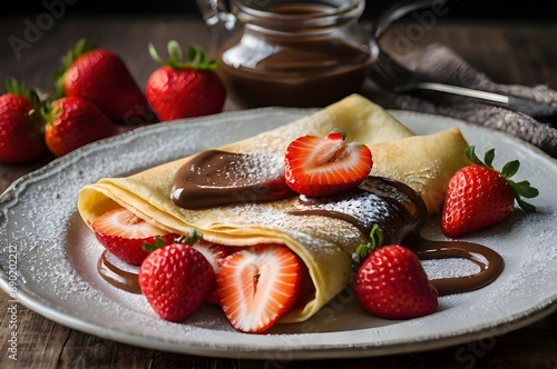A classic French crepe with Nutella and strawberries.