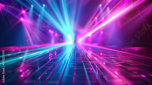 Pink And Blue Laser Lights On A Stage