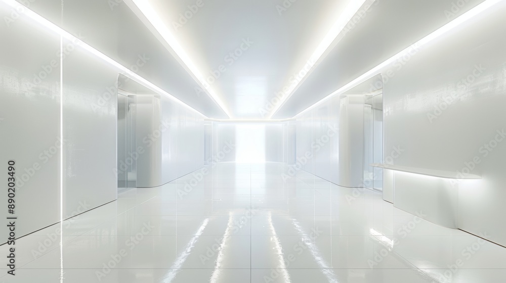 A large, empty room with white walls and a white floor A large, empty room with white walls and a white floor