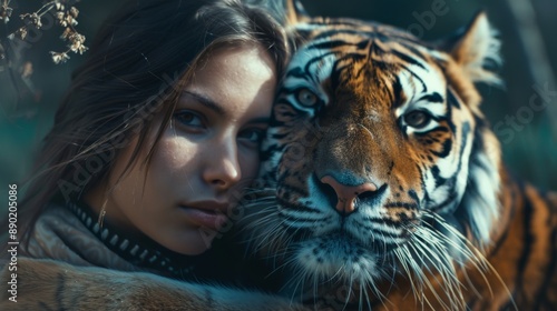 A woman and a tiger share an intimate moment in the wild © Leli