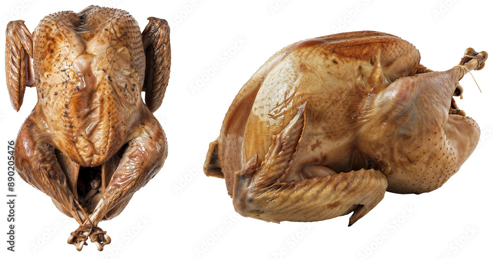 Whole Roasted Thanksgiving Turkey Bundle, side and top view, on Transparent Background Whole Roasted Thanksgiving Turkey Bundle, side and top view, on Transparent Background