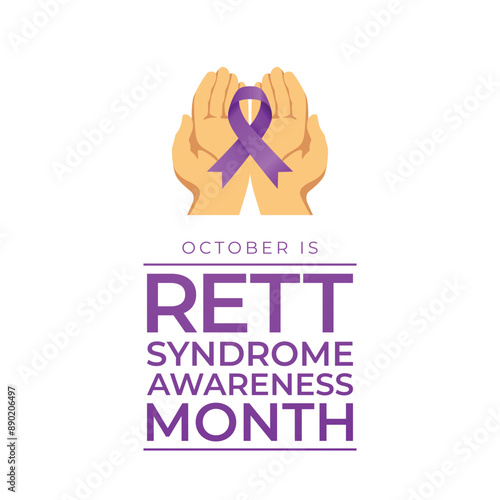 Rett Syndrome Awareness Month vector design template good for celebration usage. Rett Syndrome Awareness design. Purple ribbon vector. flat design. eps 10.