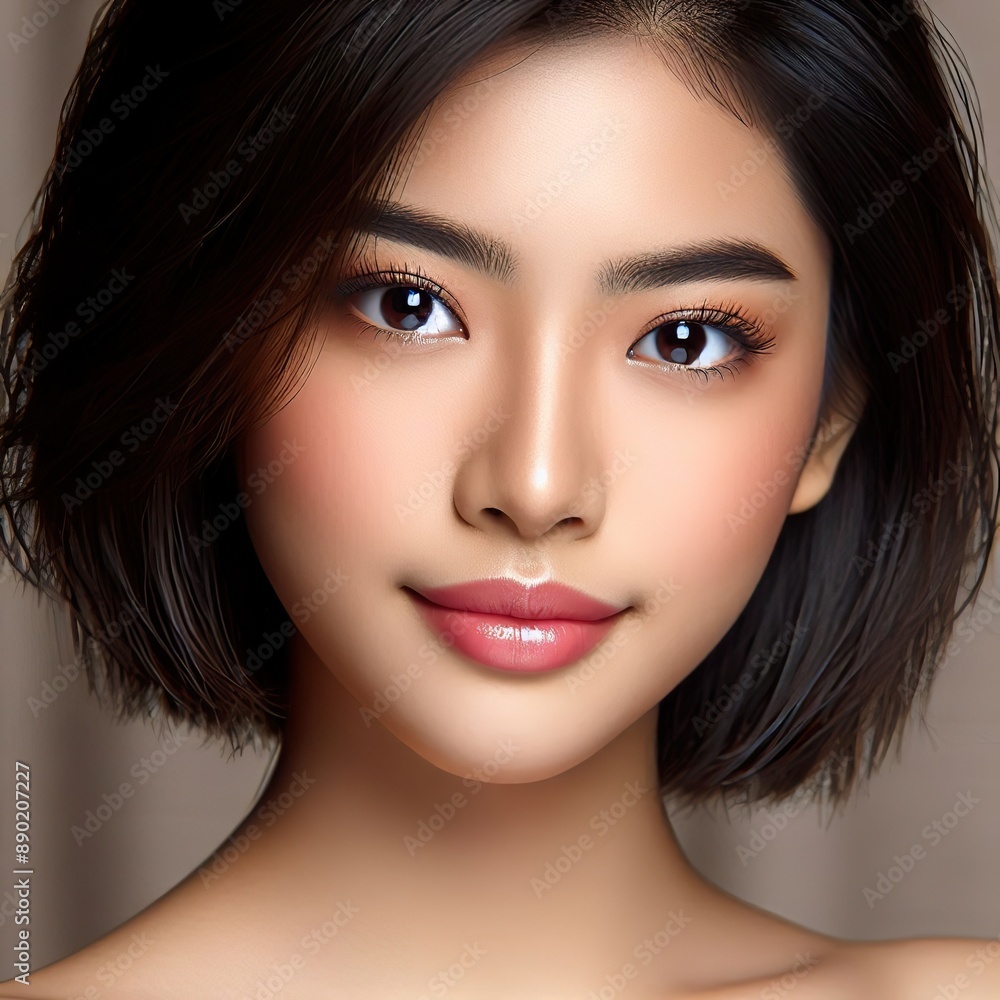 Portrait of a beautiful Asia girl with short hair Portrait of a beautiful Asia girl with short hair