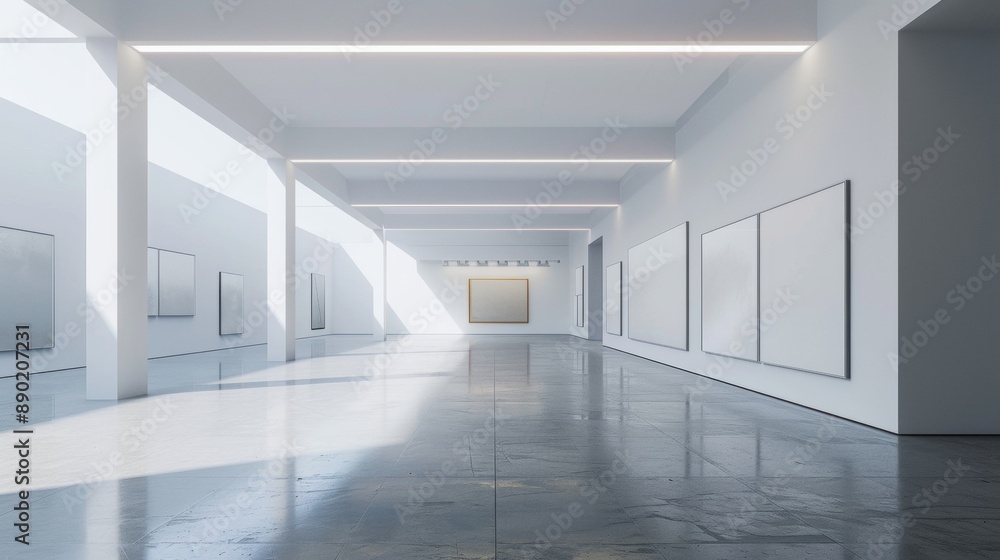 A large, empty room with white walls and a white ceiling