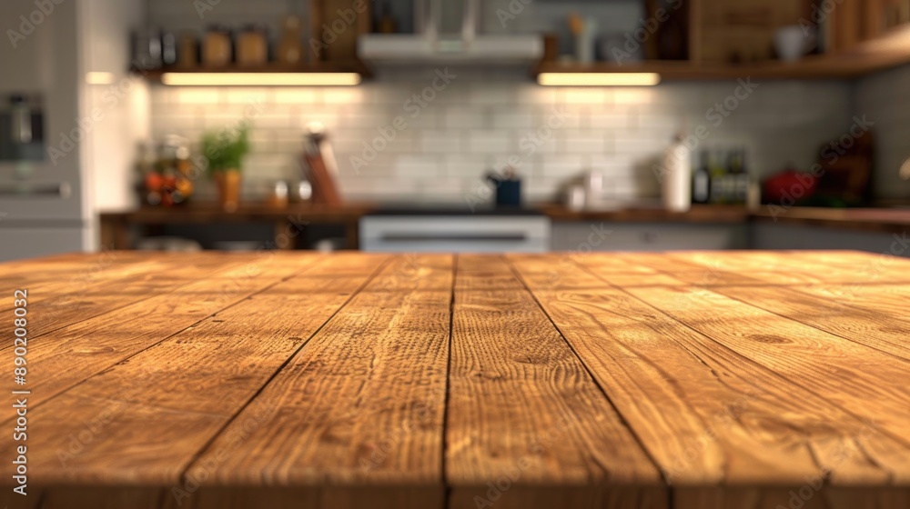 wooden table with modern kitchen background wooden table with modern kitchen background