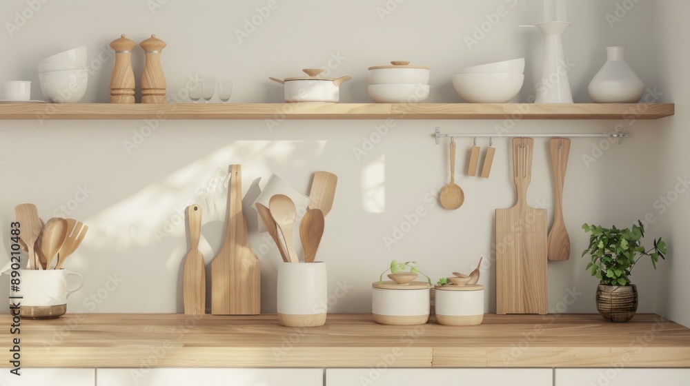wooden cooking utensils are neatly arranged in the kitchen wooden cooking utensils are neatly arranged in the kitchen