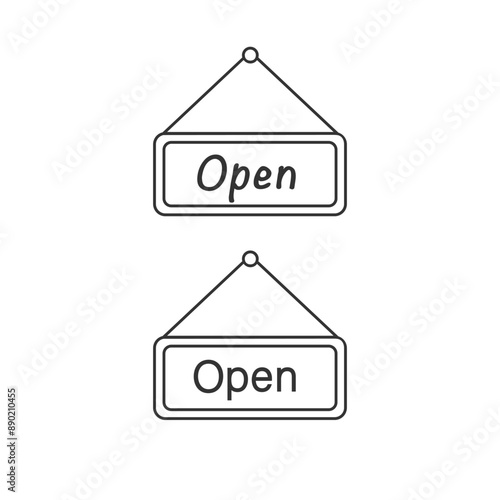 Open line icon set flat vector Базовый фон