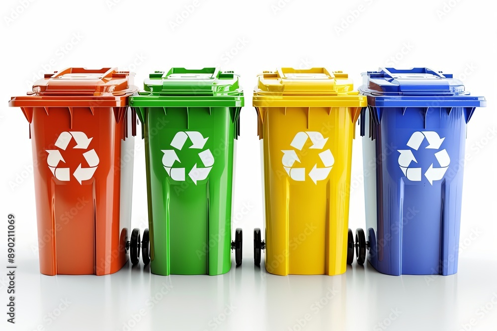 Conceptual recycle illustration on white background created with generative AI Conceptual recycle illustration on white background created with generative AI