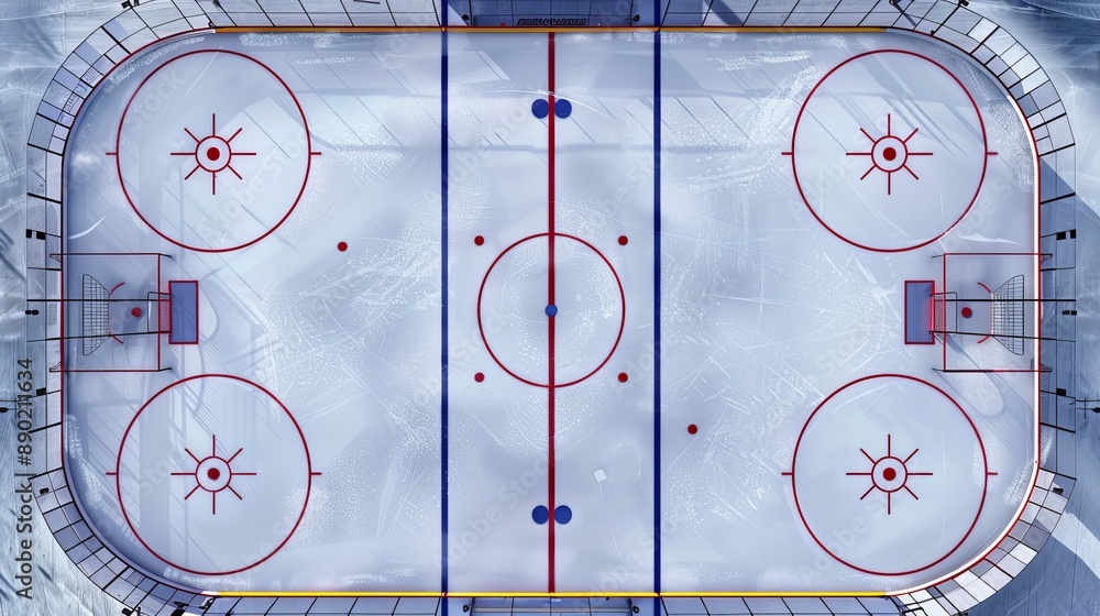 Naklejka premium Aerial view of empty hockey rink during daytime