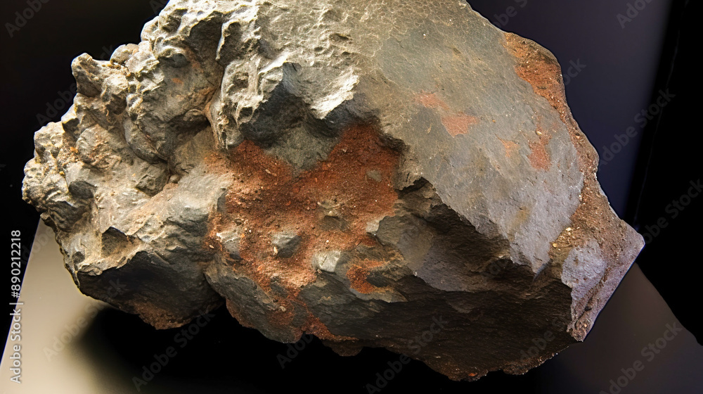 Obraz premium Daubreelite is rare precious natural geological stone on gradient background in low key, isolate. AI generated.