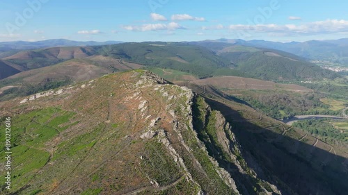 Mountainous Landscape Near Nogueira, Ribas de Sil, Spain - Aerial Drone Shot photo