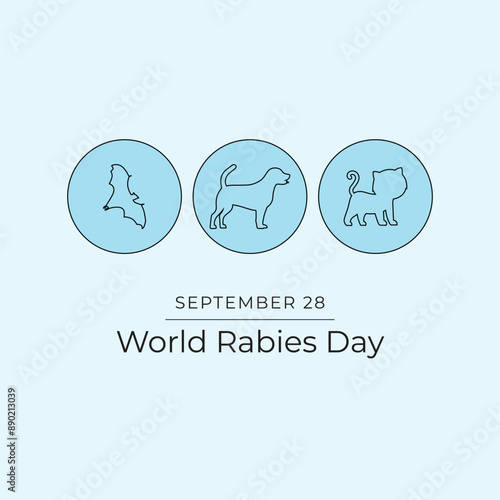 World Rabies Day vector design template good for celebration usage. World Rabies Day design. Continuous line drawing. eps 10.