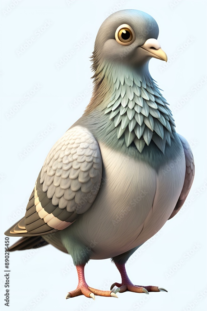 Fototapeta premium pigeon in 3d cartoon style isolated on white background