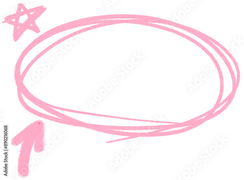 Pink Circle Arrow, Star, Emphasis, Highlight, Doodle, Drawing, Textured, Emphasize