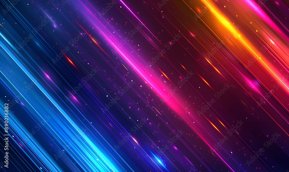 Abstract multicolored light display with a neon stripe , Generative AI Abstract multicolored light display with a neon stripe , Generative AI