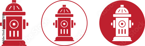 Set of Fire hydrate icons. Fire Extinguisher Safety Signs. Hydrated Red flat designs. Emergency Services vectors use for printing, mobile or web application isolated on transparent background.