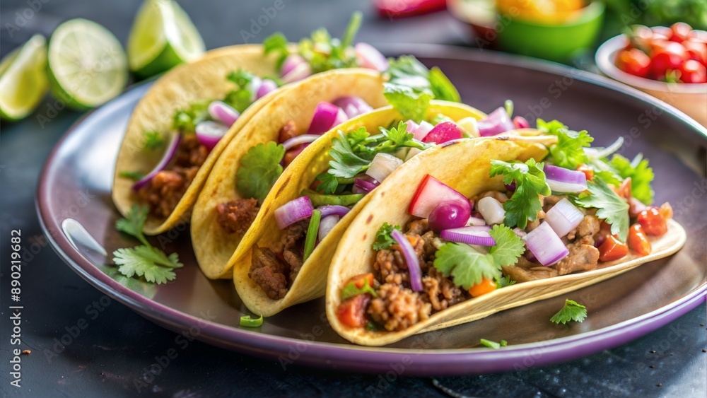 freshly made taco Mexican food delight delicious breakfast healthy vegetables onion freshly made taco Mexican food delight delicious breakfast healthy vegetables onion