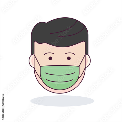 Man in medical mask. Coronavirus COVID-19 vector illustration photo