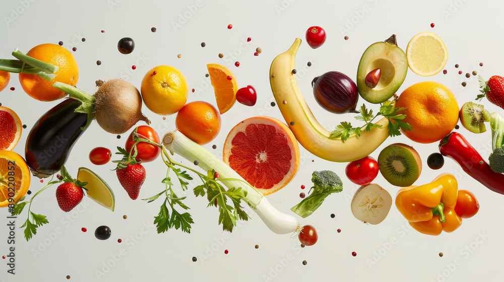 Exotic fruit mix—including coconuts, mango, fig, passion fruit, and carambola—falling in mid-air against a wooden background. Food levitation and zero gravity concept. High-resolution image. Exotic fruit mix—including coconuts, mango, fig, passion fruit, and carambola—falling in mid-air against a wooden background. Food levitation and zero gravity concept. High-resolution image.