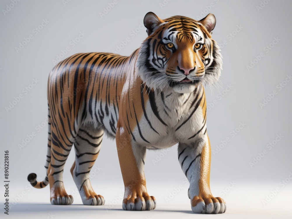 Fototapeta premium wild tiger isolated on white background