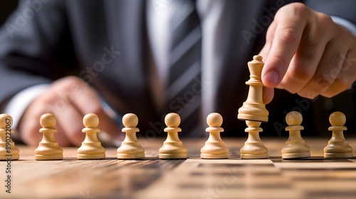 Wallpaper Mural a person in a business suit moving the queen on chessboard  Torontodigital.ca