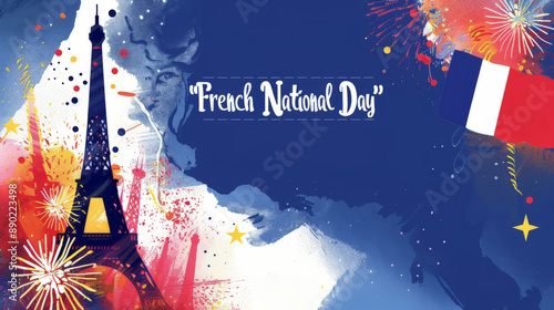 French National Day Celebration with Eiffel Tower photo