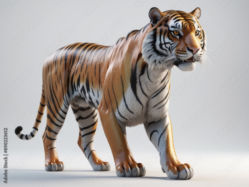 Fototapeta premium wild tiger isolated on white background