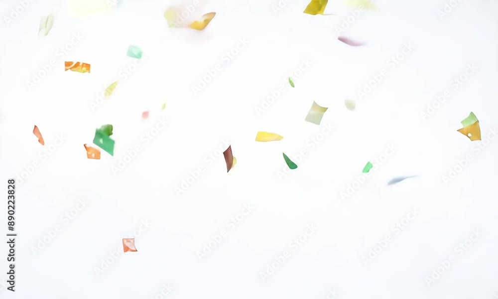 Super slow motion of flying coloured confetti isolated on white background. Filmed on high-speed cinema camera Super slow motion of flying coloured confetti isolated on white background. Filmed on high-speed cinema camera